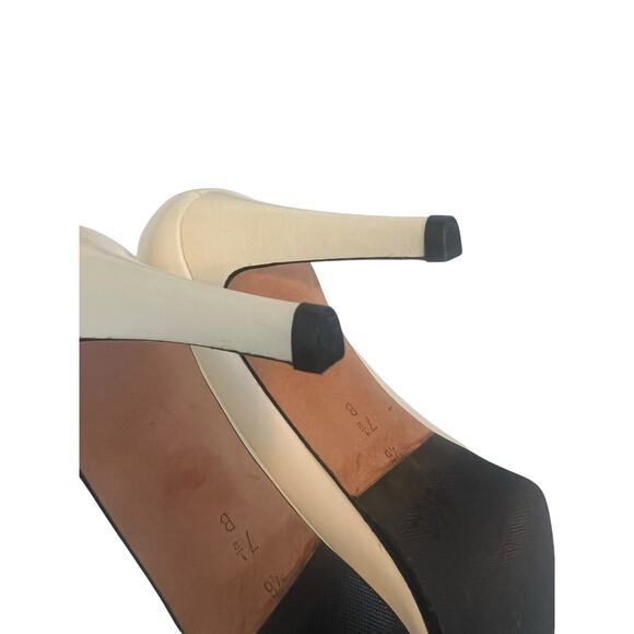 VIA SPIGA CREAM WHITE OPEN TOE WOMENS HEELS SIZE 7 1/2 B - Picture 6 of 12